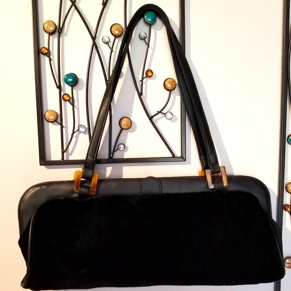 Paradox black velvet evening shoulder bag - Picture 1 of 7